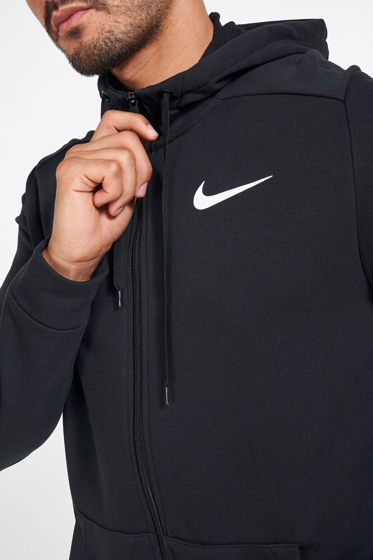 Nike Dri-Fit Hoodie Full-Zip Fleece Erkek Siyah Spor Sweatshrit görsel 2