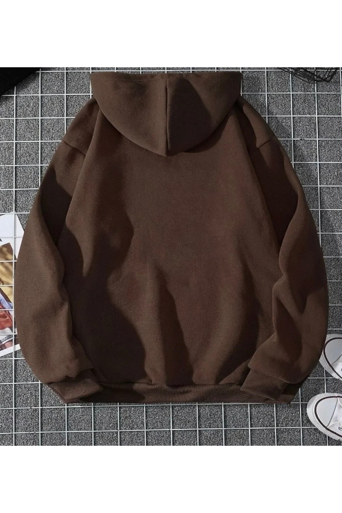 BYMEER  3’lü Kahve Bordo Siyah Kapüşonlu Oversize Sweatshirt - Görsel 5