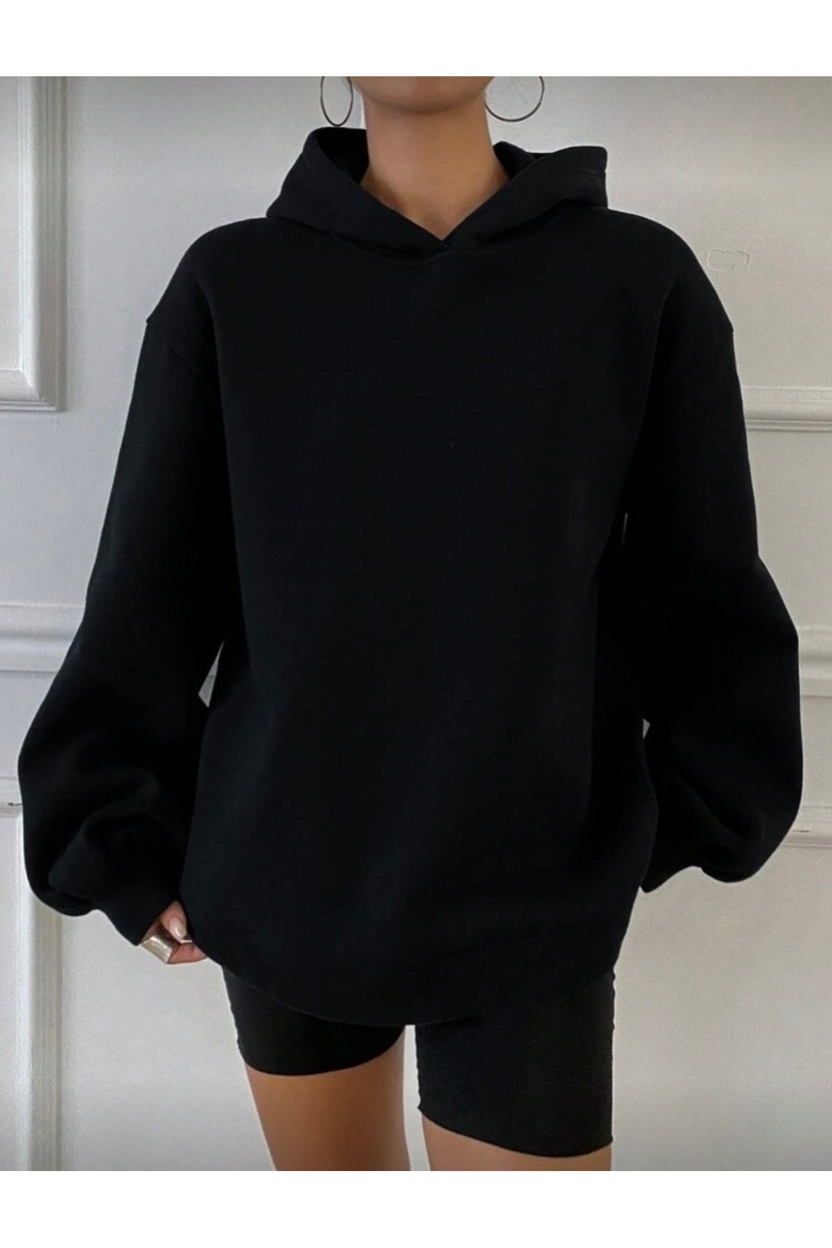 BYMEER  3’lü Kahve Bordo Siyah Kapüşonlu Oversize Sweatshirt - Görsel 2