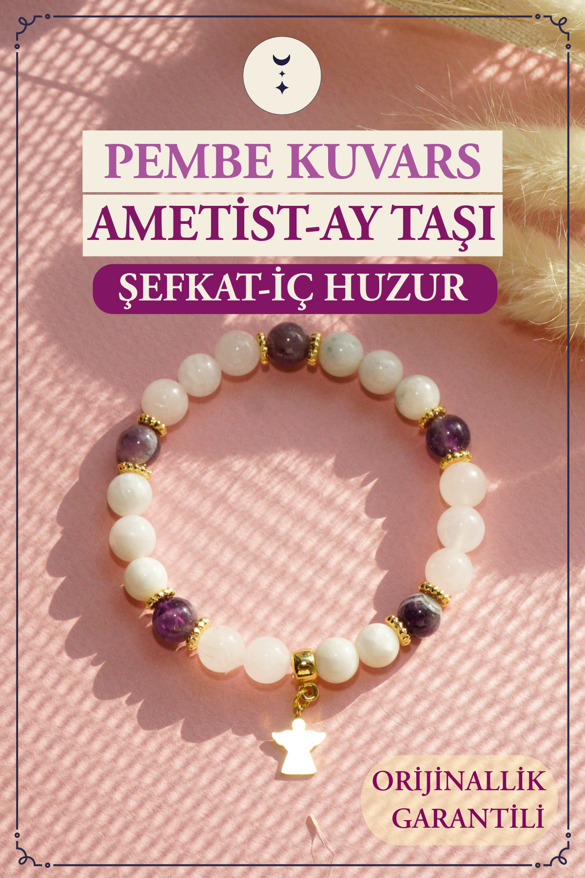 Pink Quartz, Amethyst, Moonstone, Angelic Bracelet | Compassion, Inner Peace and Spiritual Balance