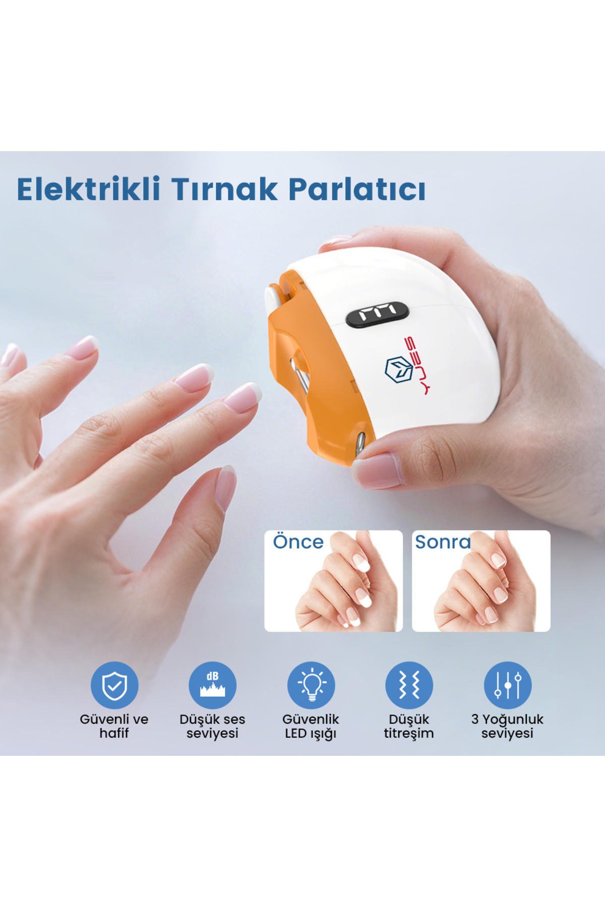 W-201D 3’ü 1 Arada Elektrikli Tırnak Parlatıcı & Törpüleme Cihazı – 3 Kademeli Hız, LED Ekran — تصویر 3 از 9