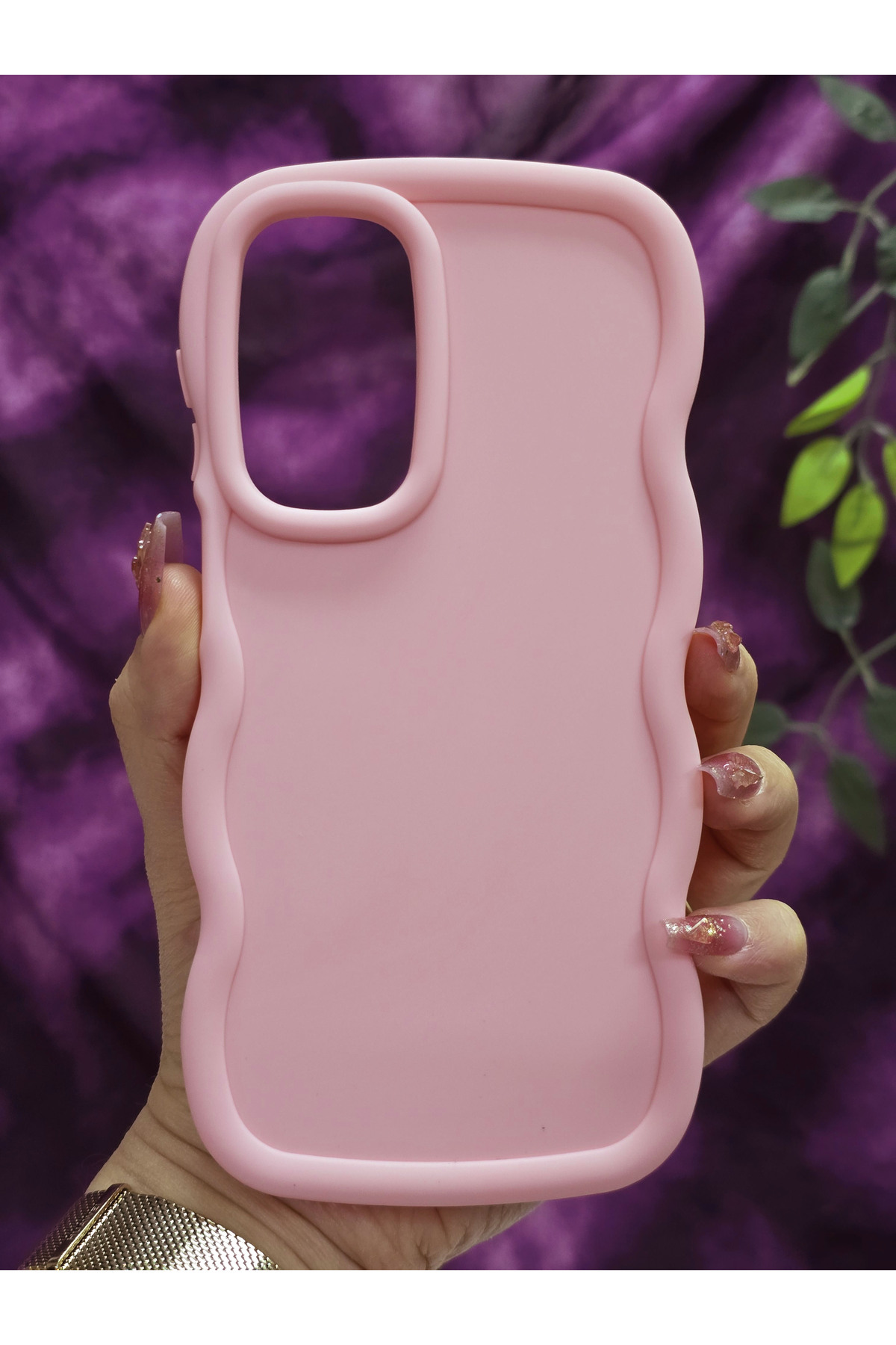 Samsung Galaxy A17 Compatible Soft Textured Wave Edge Powder Pink Case