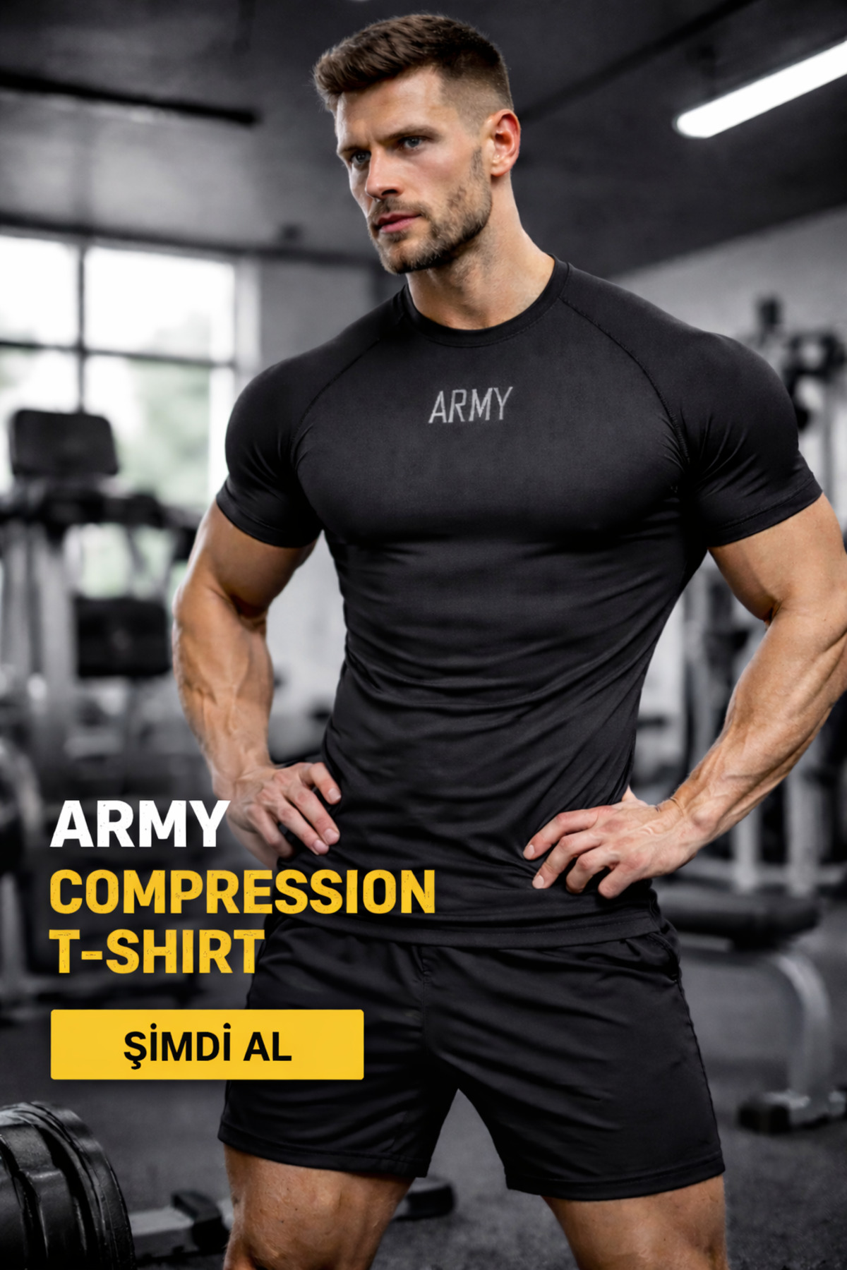 GAZELMANYA ARMY Premium Compression Kısa Kol Fitness Body Gym Sporcu Kısa Kol Fitness Body Dar görsel 2