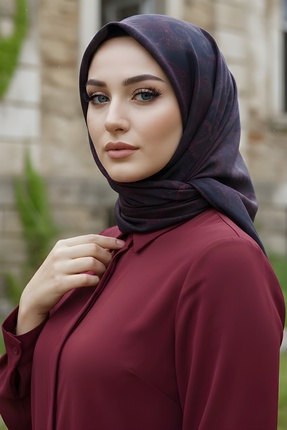 İmajButik Siyah İpekhan Soft Dijital Pamuklu Eşarp