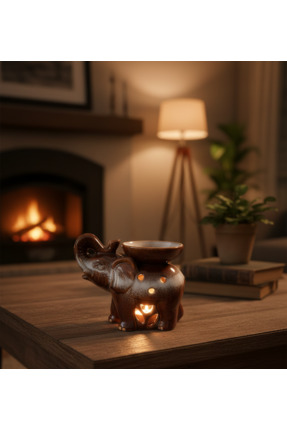 Meya design Fil Figürlü Seramik Buhardanlık – Dekoratif & Aromaterapi (10 × 9...