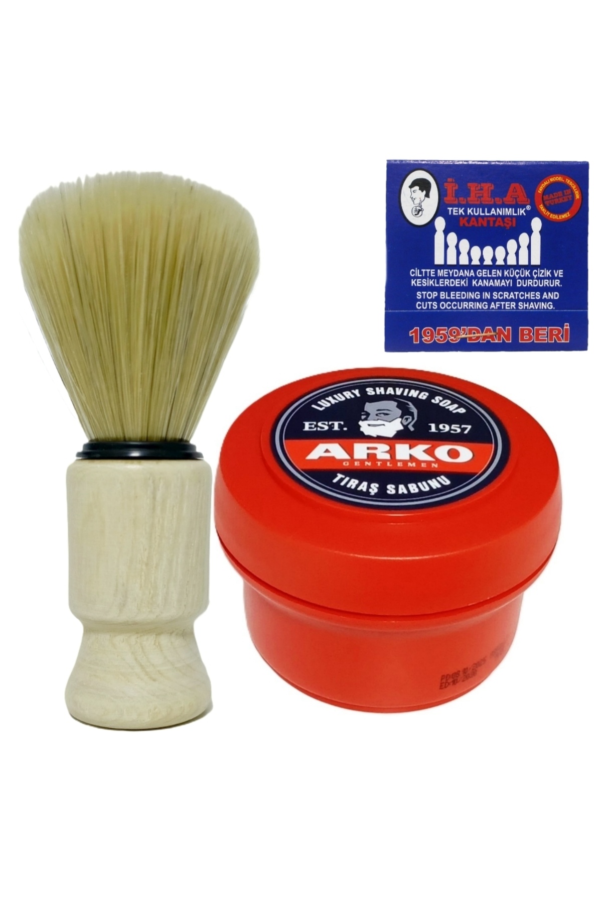 atamanstore Klasik Tıraş Seti | Ahşap Sakal Tıraş Fırçası | Kase Tıraş Sabunu | Kibrit Kantaşı
