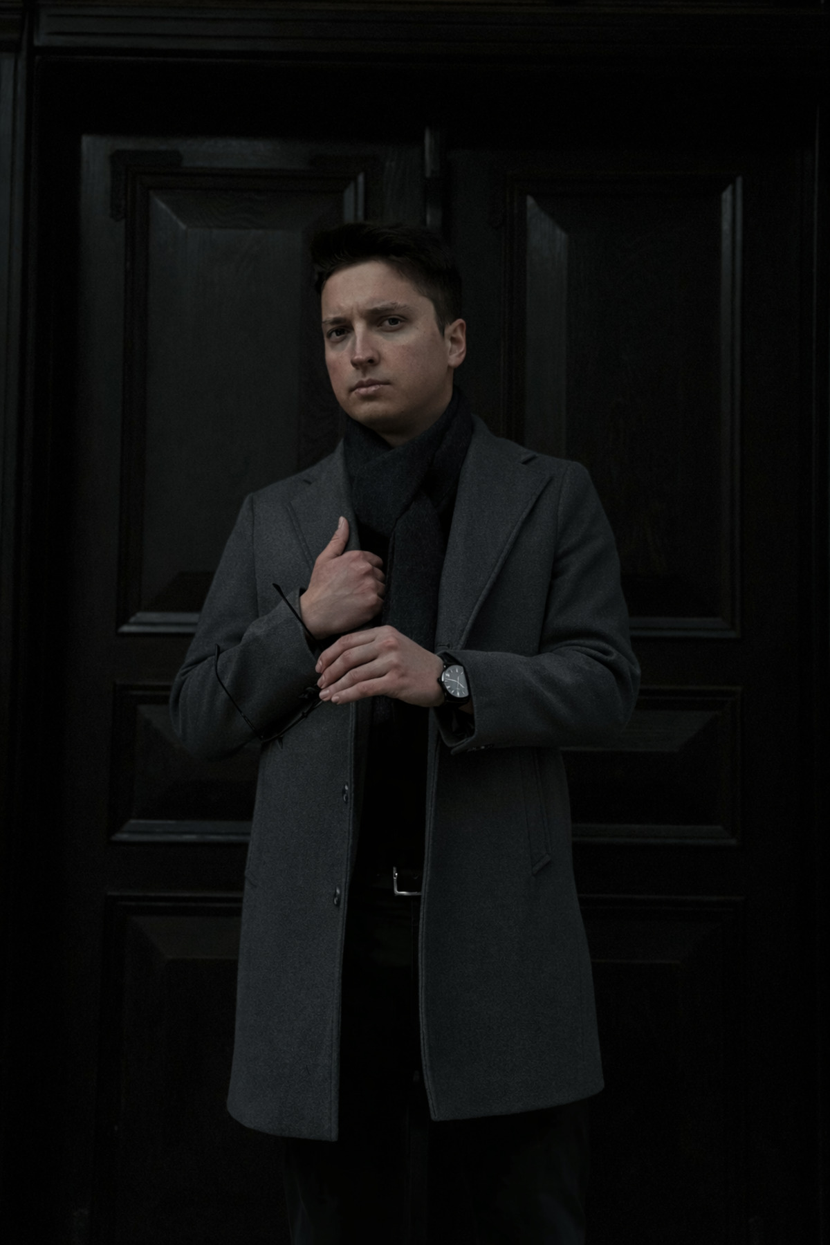 KARADAĞLI  Regular Fit Gri Kruvaze Yaka Kaşe Kaban Palto - Görsel 2