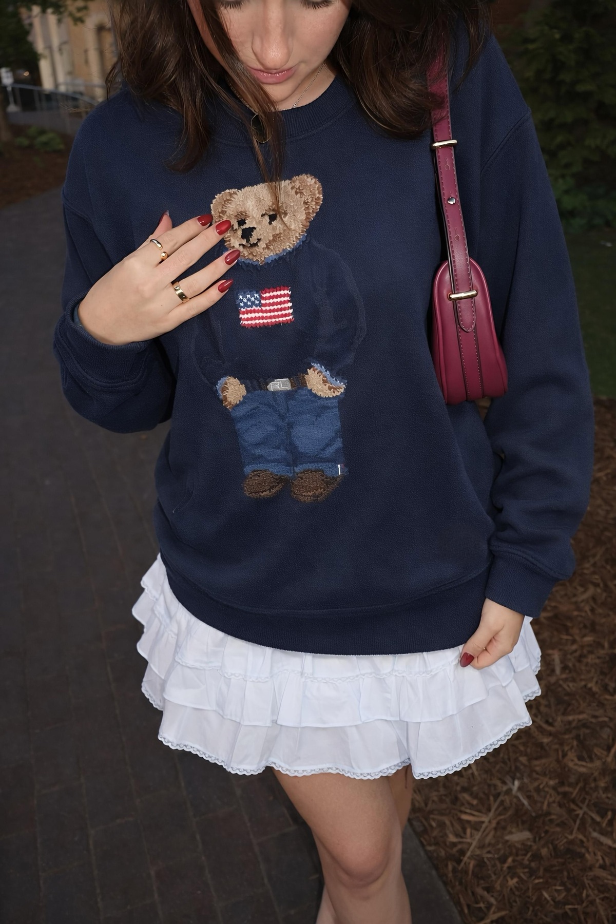Jose Clothing Teddy Bear Navy Blue Printed Organic Cotton Sweatshirt