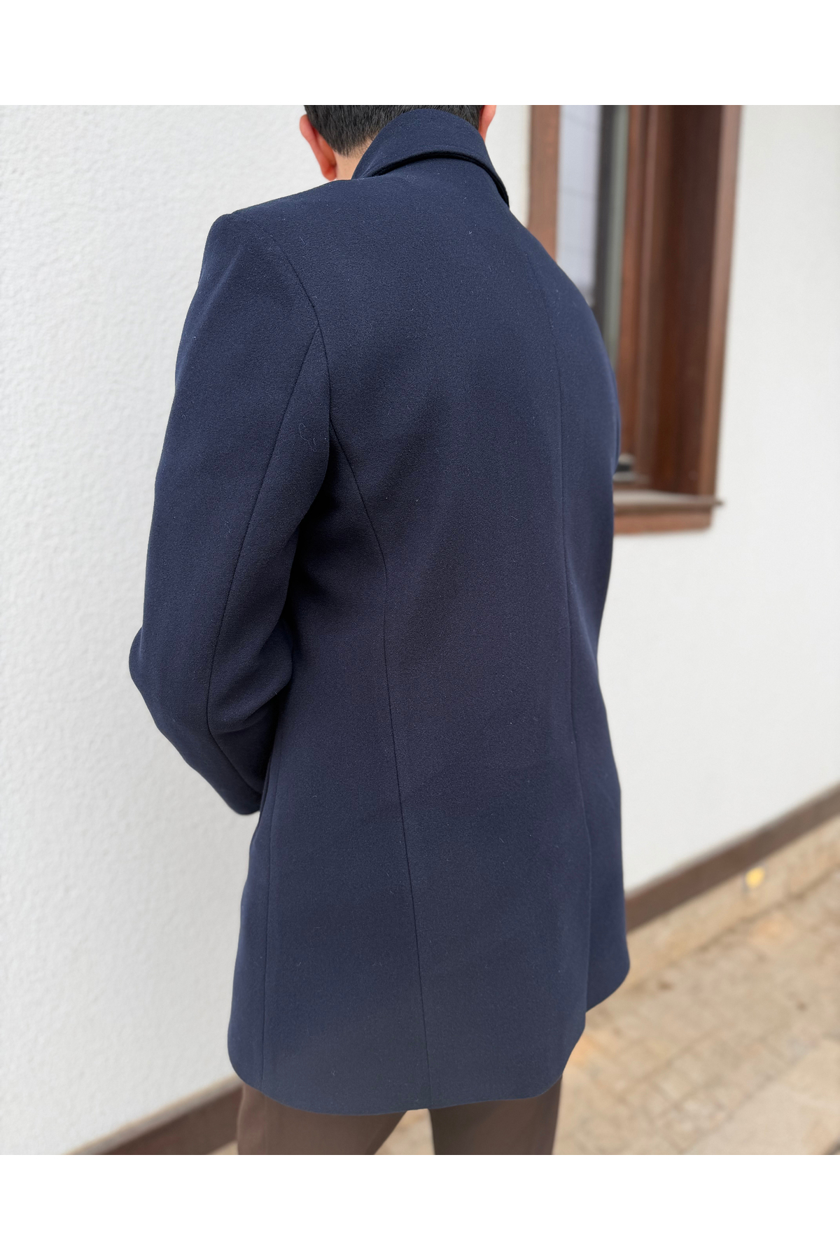 Avni Ceylan  Erkek Premium Çift Düğmeli Slim Fit Kruvaze Kaban - Görsel 7