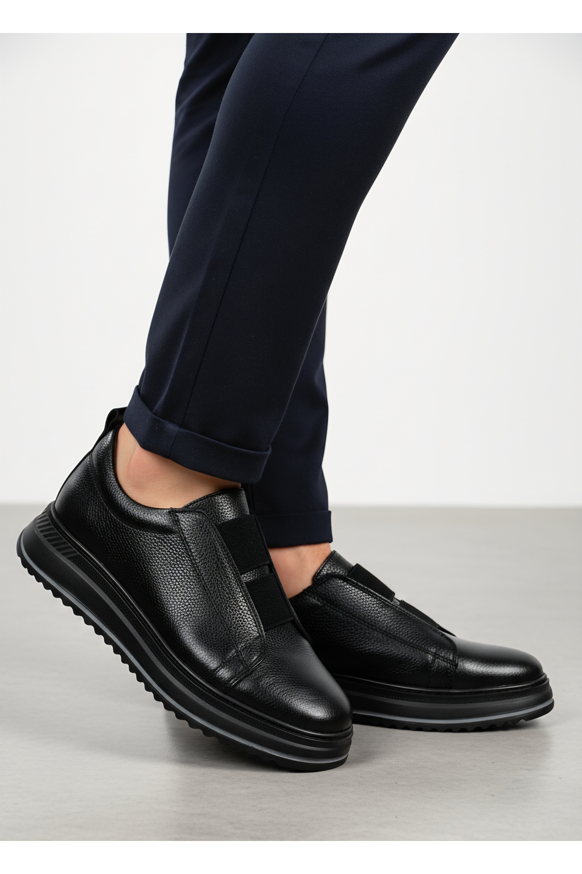 usva  Hakiki Deri Yüksek taban Klasik Günlük Rahat Siyah Erkek Ayakkabı