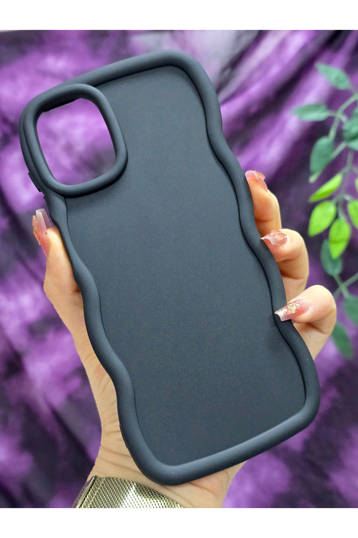 Samsung Galaxy A07 Compatible Soft Textured Wave Edge Matte Black Case