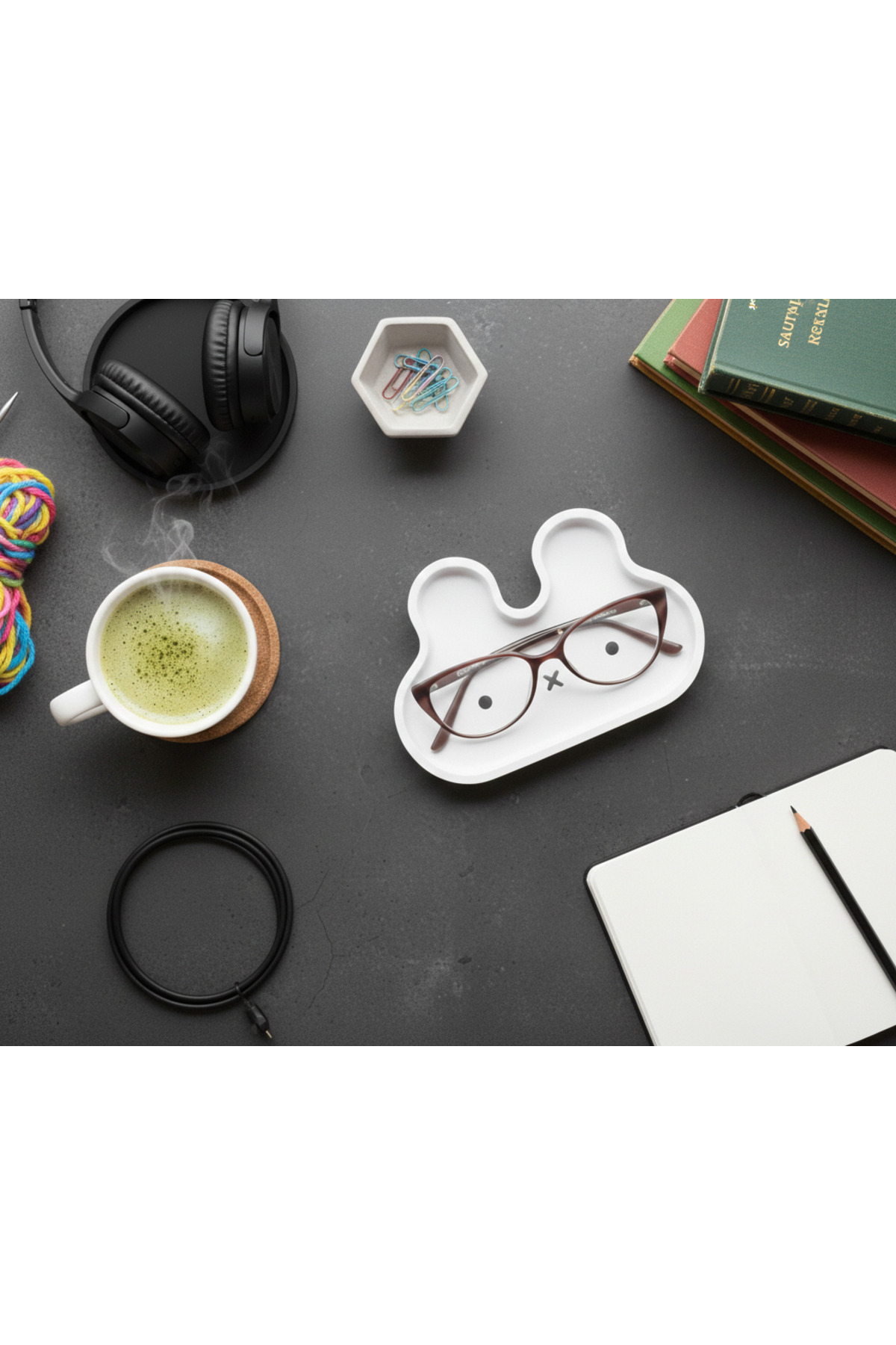 Elana Design Sevimli Tavşan Tasarımlı Gözlük Kabı & Takı Kutusu | Çok Amaçlı Masa Üstü Organizer