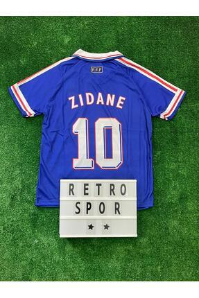 JANJON STAR Zidane 1998 Dünya Kupası Yakalı Mavi Iç Saha Fransa Kısa Kol Retr...