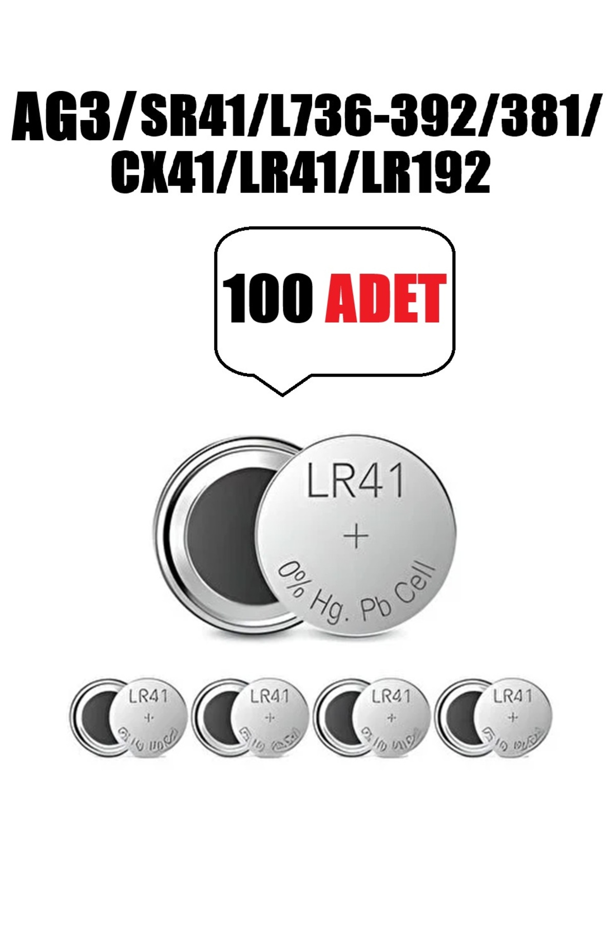100 Adet AG3 Lr41 392 Sr41 1.5v Düğme Pil Hesap Makinesi/Terazi/Saat/Oyuncak/Garaj Pili Yuvarlak Pil