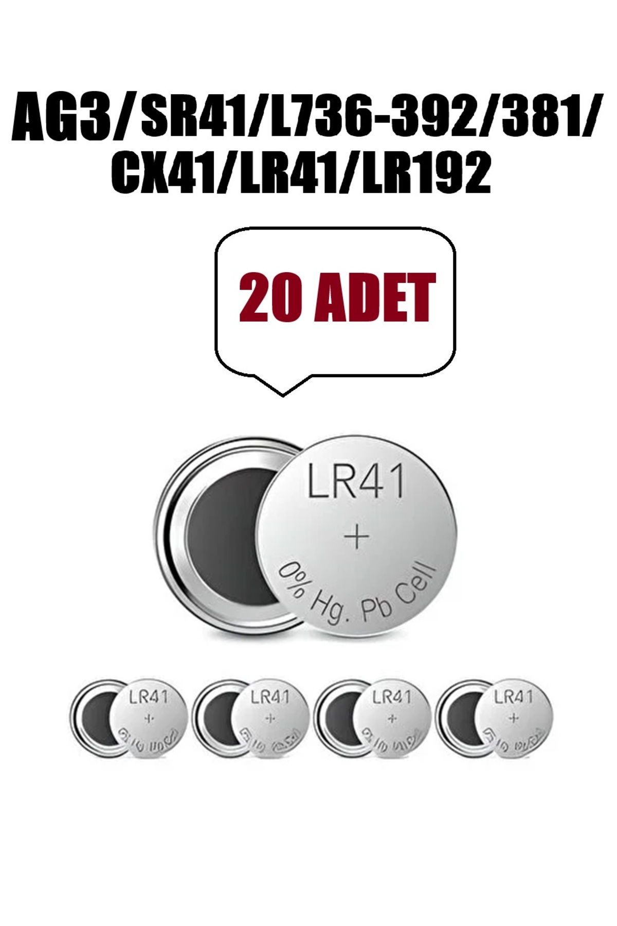 20 Adet AG3 Lr41 392a Sr41 1.5v Düğme Pil Hesap Makinesi/Terazi/Saat/Oyuncak/Garaj Pili Yuvarlak Pil