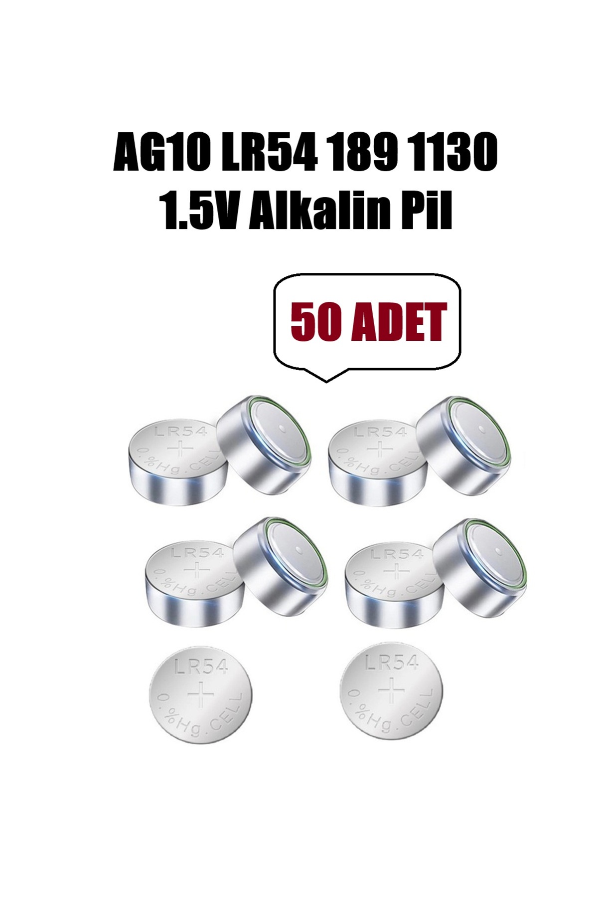 50 Adet AG10 1131 SG10 389 189 LR54 Düğme Pil Hesap Makinesi/Terazi/Saat/Oyuncak/Garaj Yuvarlak Pil