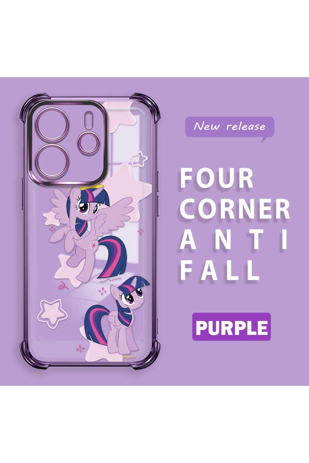 Redmi Note 14 4G Compatible Clear Silicone Case Pony Pattern Camera Protection Anti-Shock