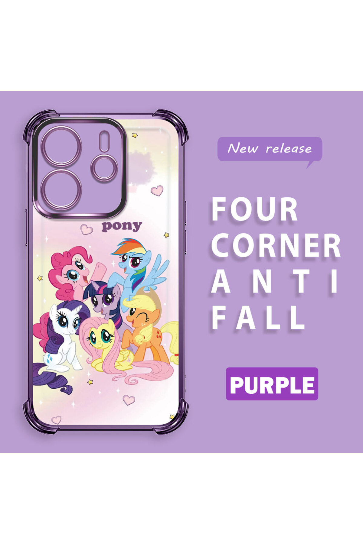 Redmi Note 14 4G Compatible Clear Silicone Camera Protection Anti-Impact Pony Pattern Case