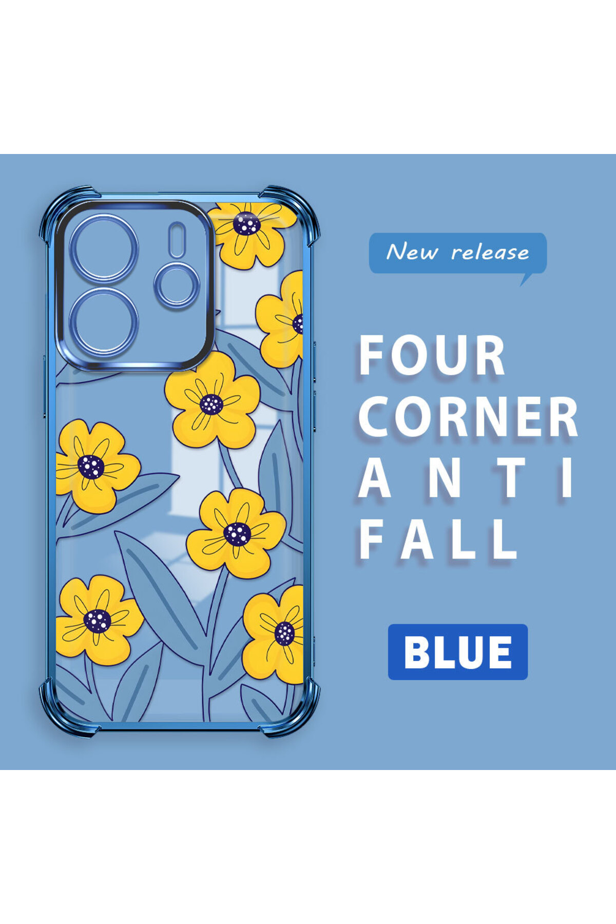Redmi Note 14 4G Compatible Transparent Silicone Case Small Yellow Flower Camera Protection Anti-Shock