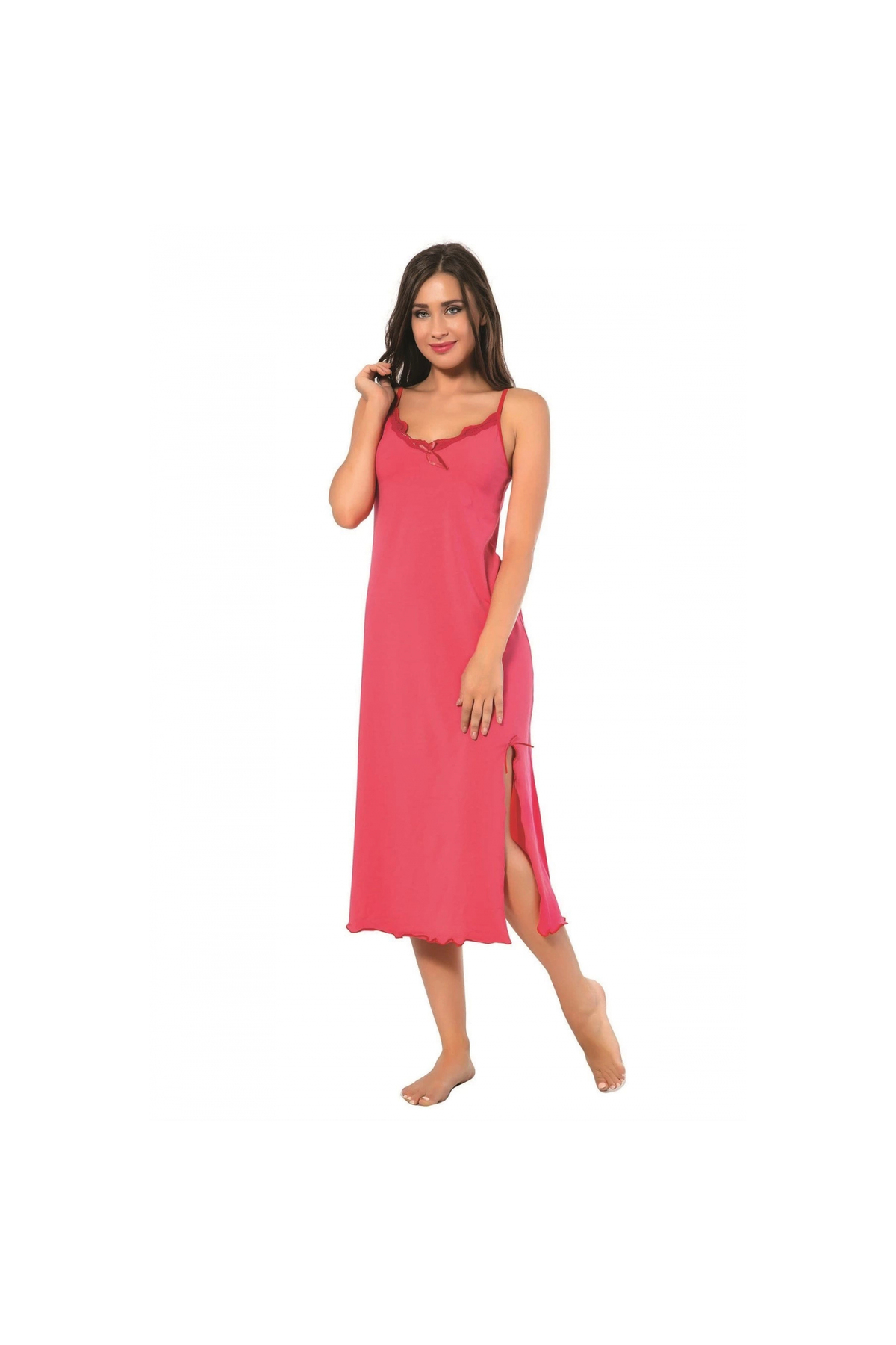 Narnuga MİRAY- İp Askılı Uzun Gecelik Fuşya
