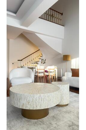 Lisso Solenne Orta Sehpa/Yan Sehpa Set Kaplama %100 El İşçiliği