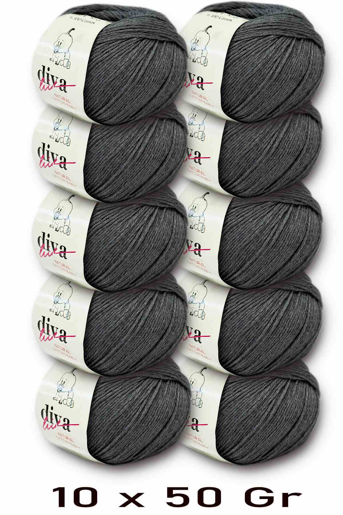 Premium Amigurumi Rope Punch Baby Soft Cotton 500 g (pack of 10) - Medium Grey