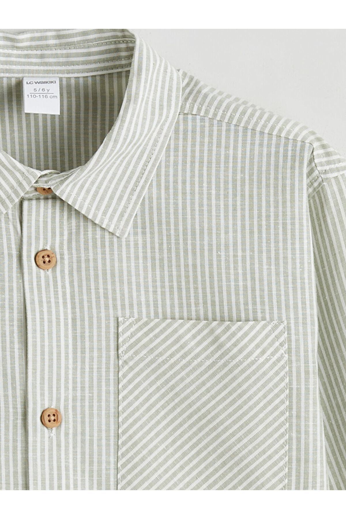 LC Waikiki Yeşil Çizgili Keten Karışımlı Erkek Çocuk Gömlek fotoğrafı 3 (önizleme)