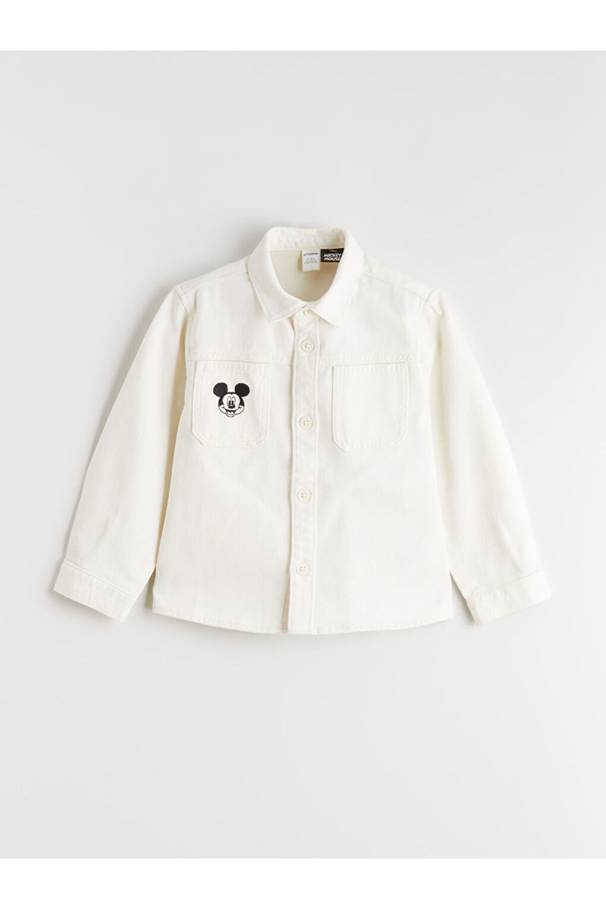 LC Waikiki Bej Mickey Mouse Nakışlı Erkek Çocuk Gömlek fotoğrafı 3 (önizleme)