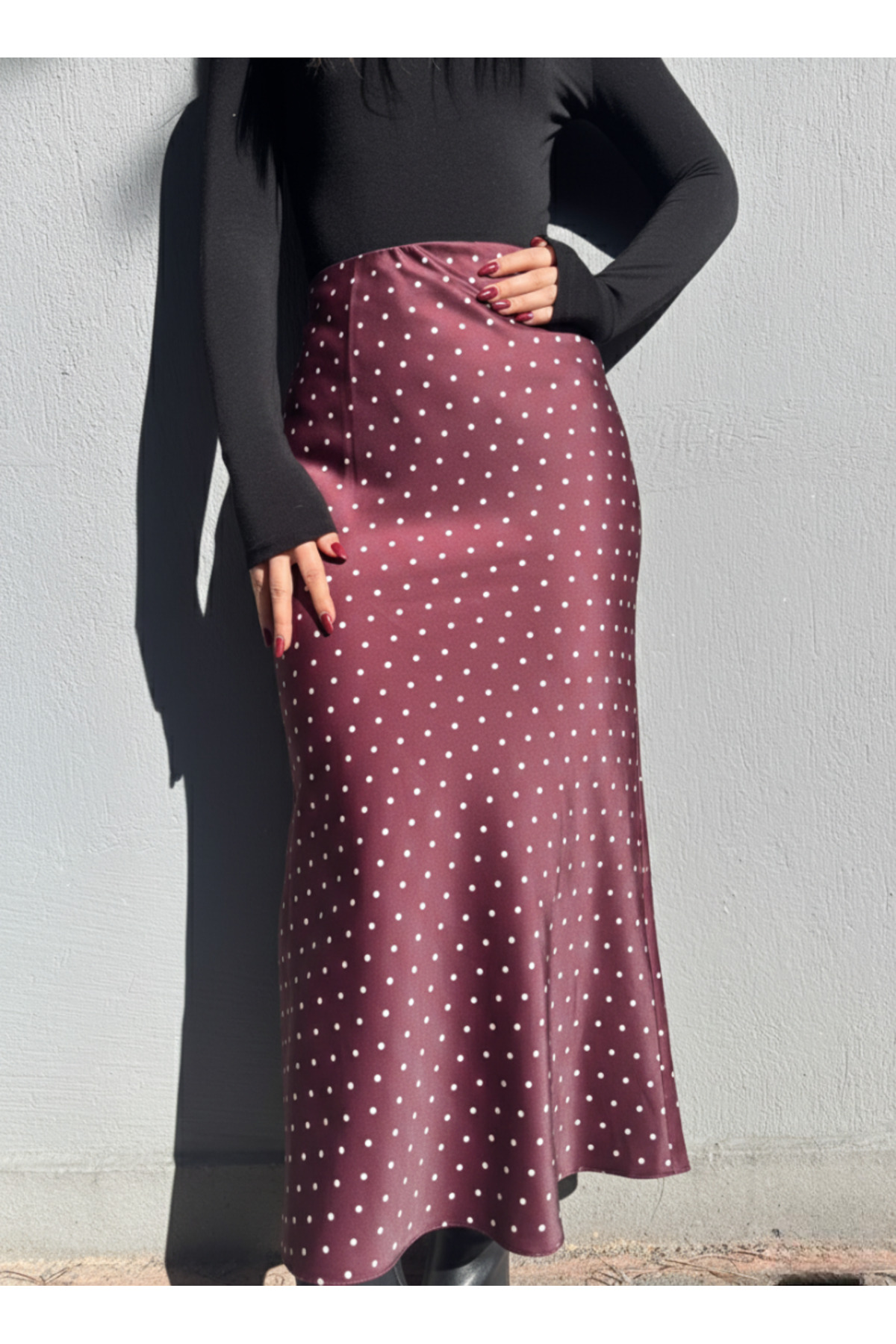 HEY4  Puantiyeli Saten Etek - Görsel 2