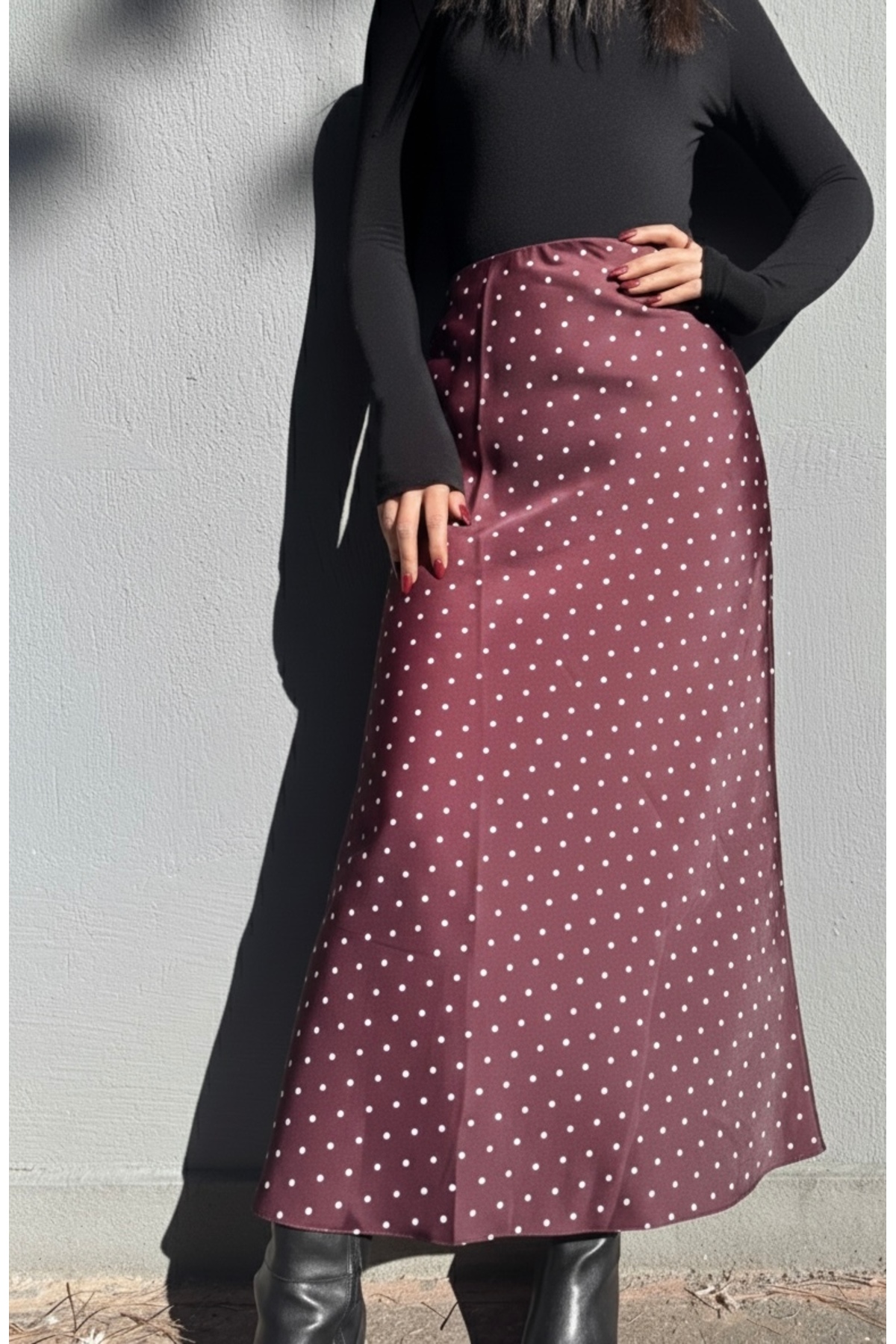 HEY4  Puantiyeli Saten Etek - Görsel 4