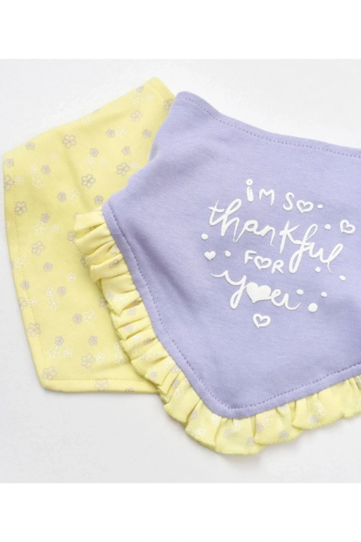 Bibaby Organik Fular Önlük 2li Love You Baby Yellow Lavender fotoğrafı 4 (önizleme)