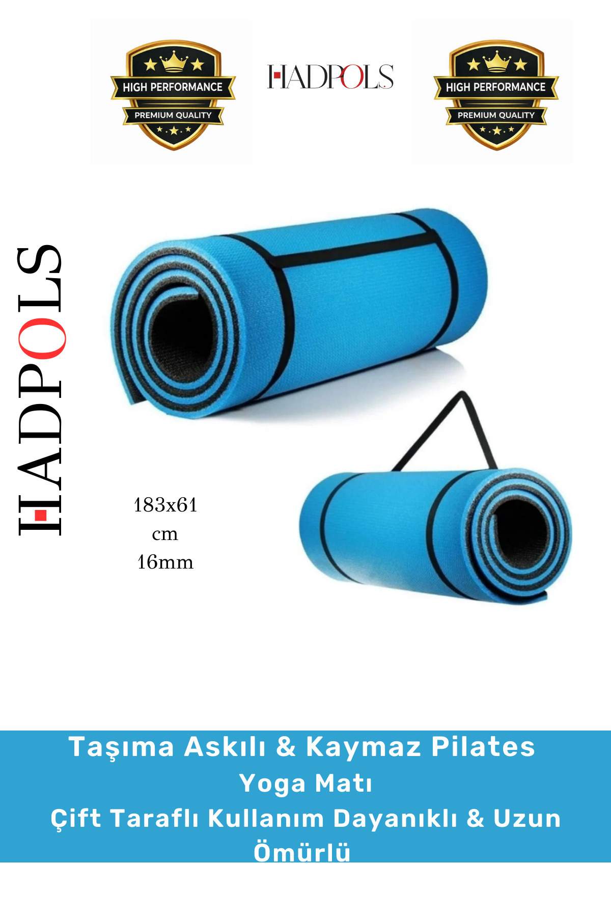 HadPols #PilatesMatı 16mm Çift Taraflı Kalın Yumuşak Yoga Fitness Aerobik Kaymaz Egzersiz Antrenman Matı
