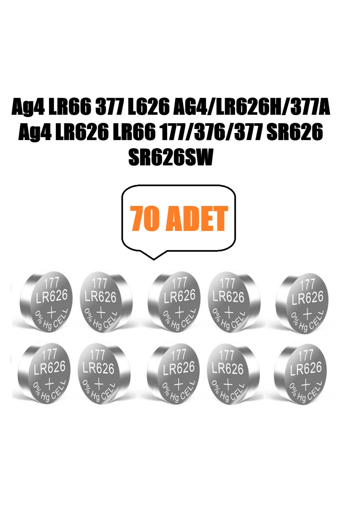 70 Adet AG4 LR66 LR626H/377A 177/376 SR626 SR626SW Düğme Pil Hesap Makinesi/Terazi/Saat/Oyuncak Pili