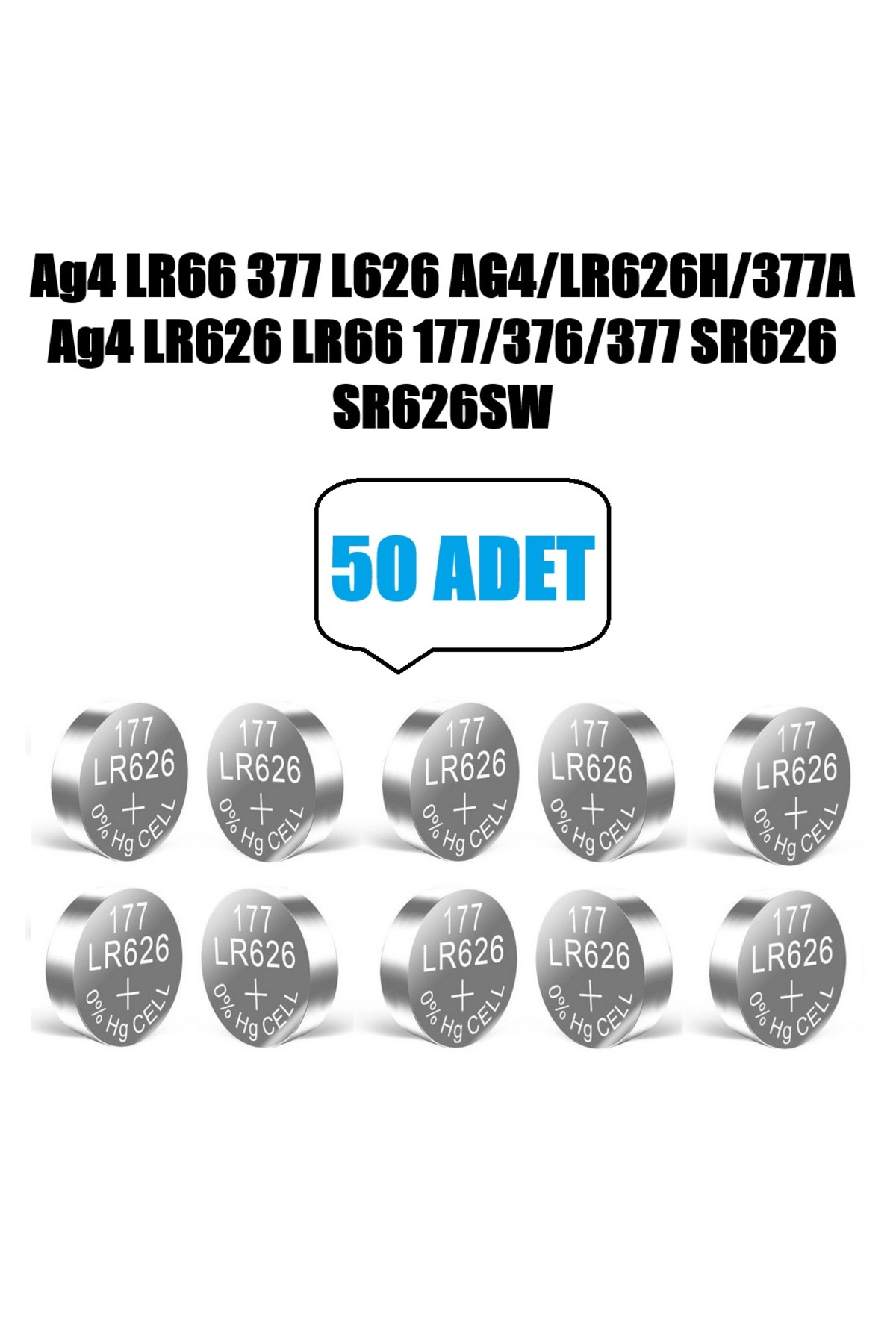 50 Adet AG4 LR66 LR626H/377A 177/376 SR626 SR626SW Düğme Pil Hesap Makinesi/Terazi/Saat/Oyuncak Pili