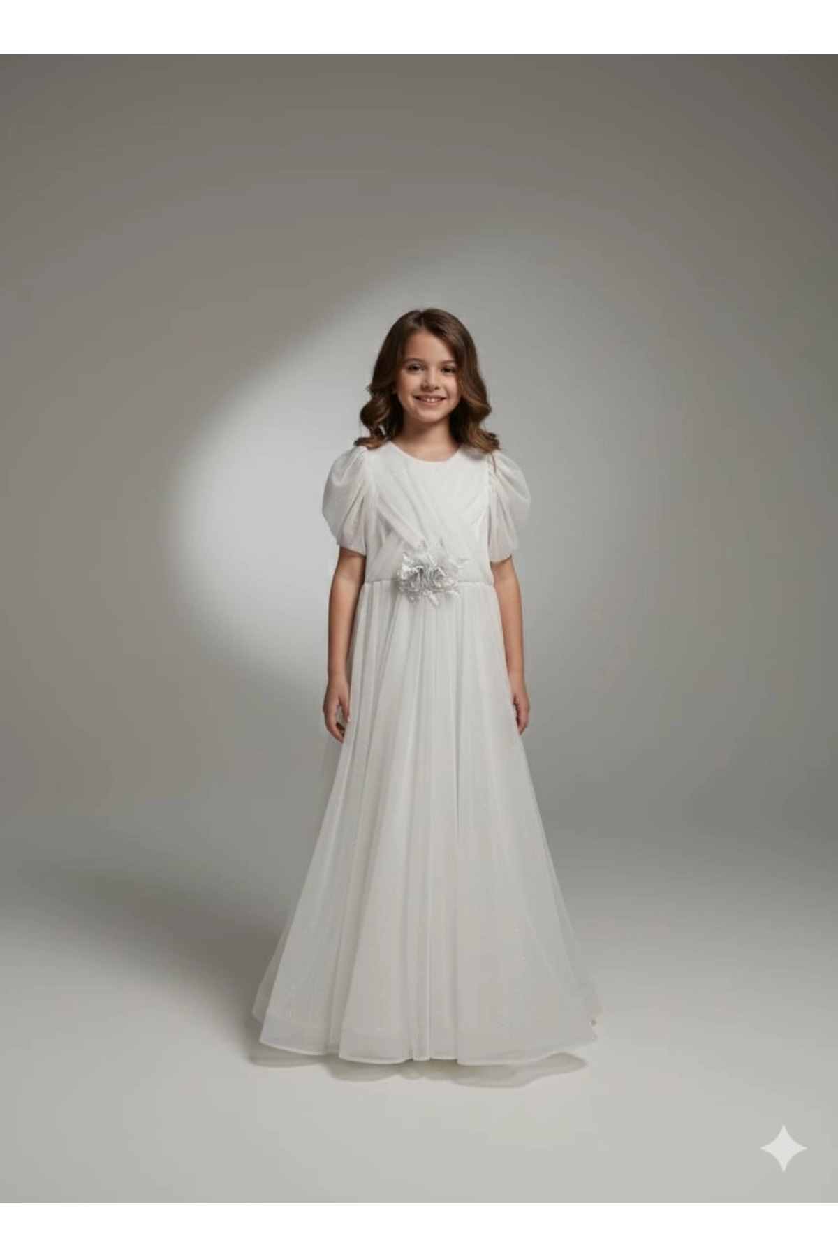 Yonca Çocuk ONBUCO Kids 1582 Kız Çocuk Önü Gül Kollu Uzun Abiye