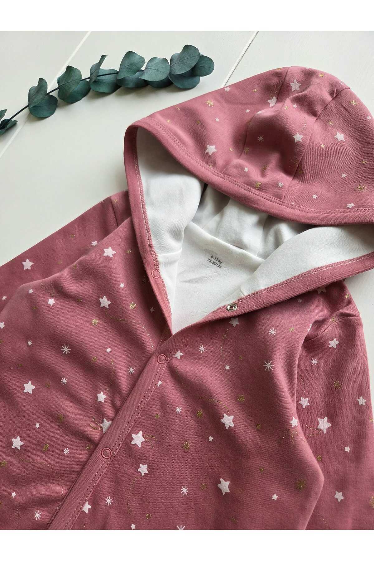 Baharda Nova Oeko Tex Sertifikalı %100 Organik Pamuk Çift Katlı Bebek Çocuk Kız/Erkek Kapşonlu Penye Hırka fotoğrafı 4 (önizleme)