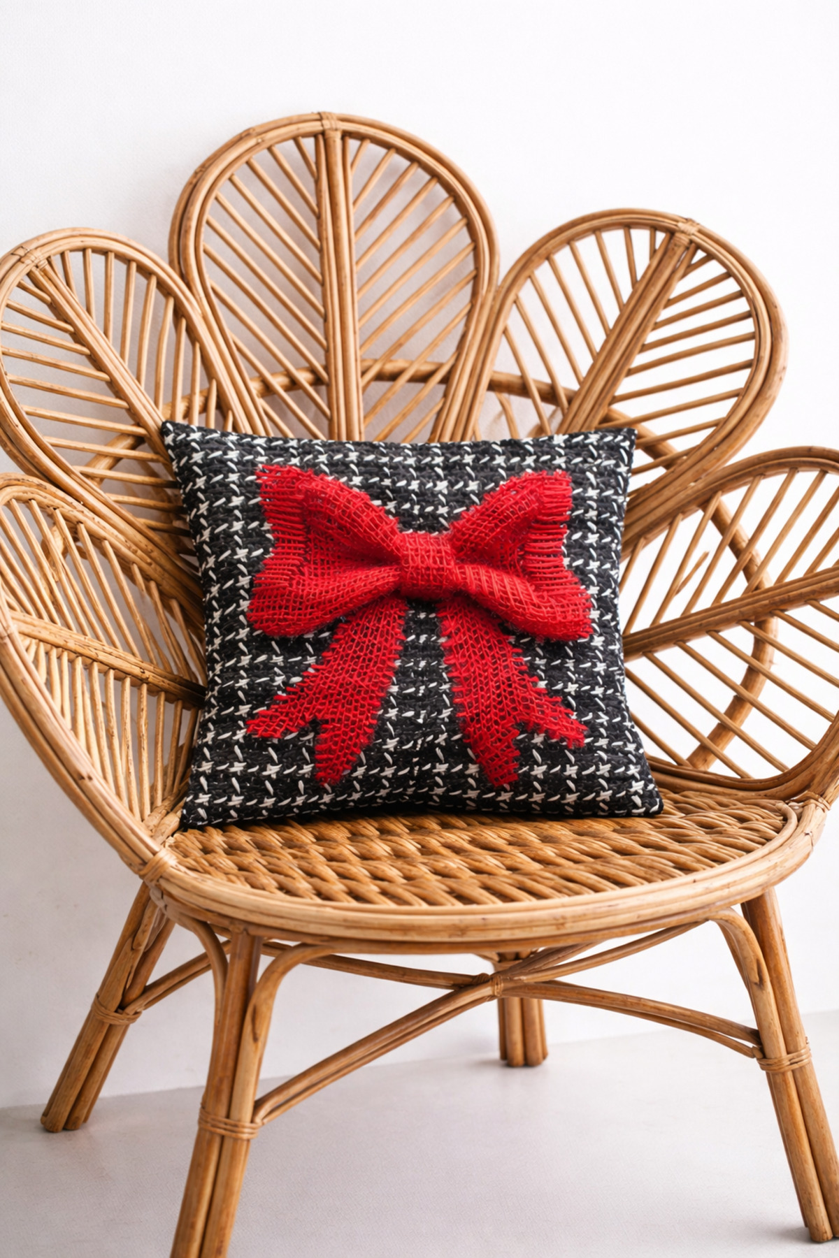 3 Boyutlu - Tül Fiyonk Detaylı Çift Taraflı Dekoratif Kırlent Kılıfı (45x45 cm)