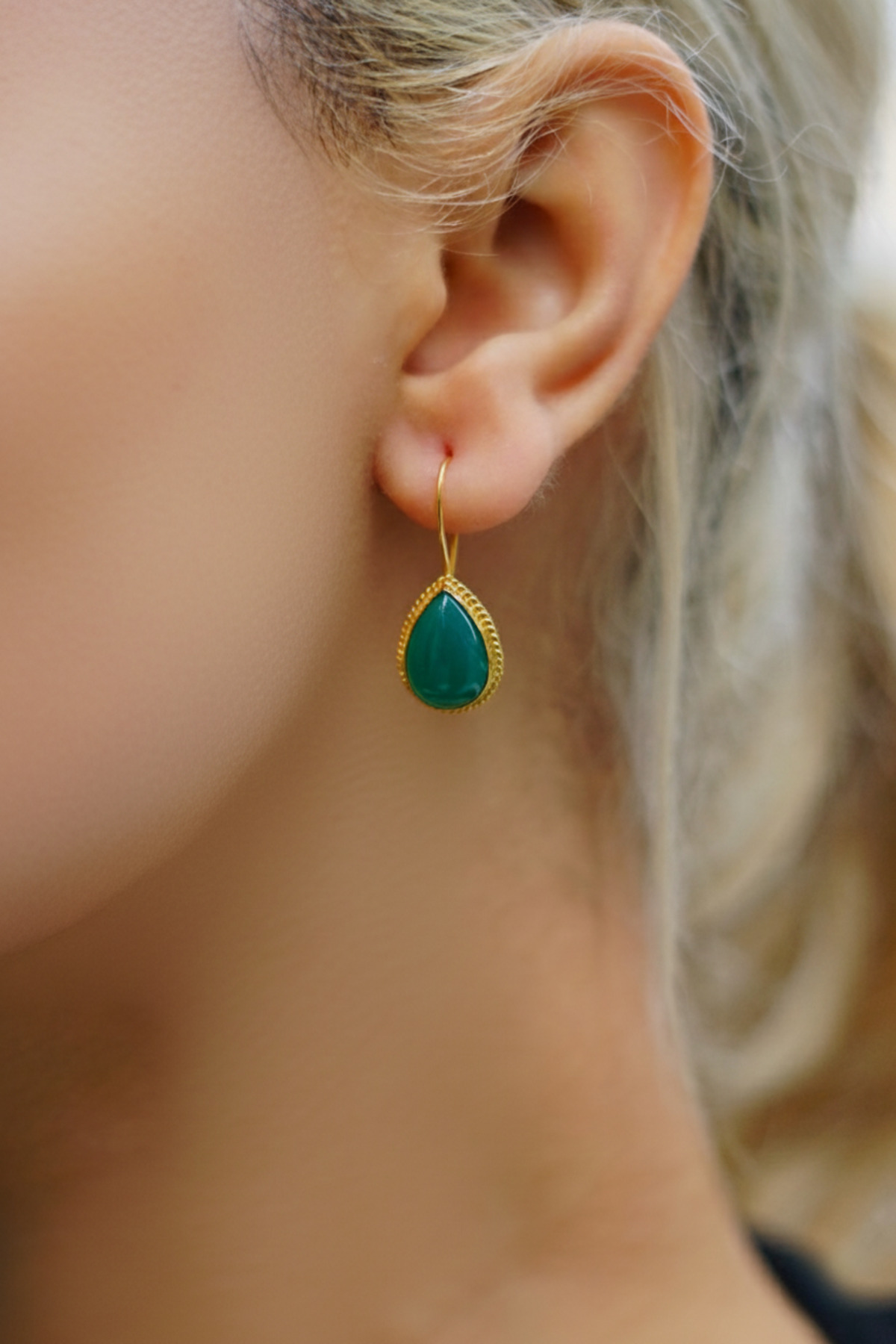 UZUNDAĞ KUYUMCULUK 14 Ayar Altın Zümrüt Firuze Küpe