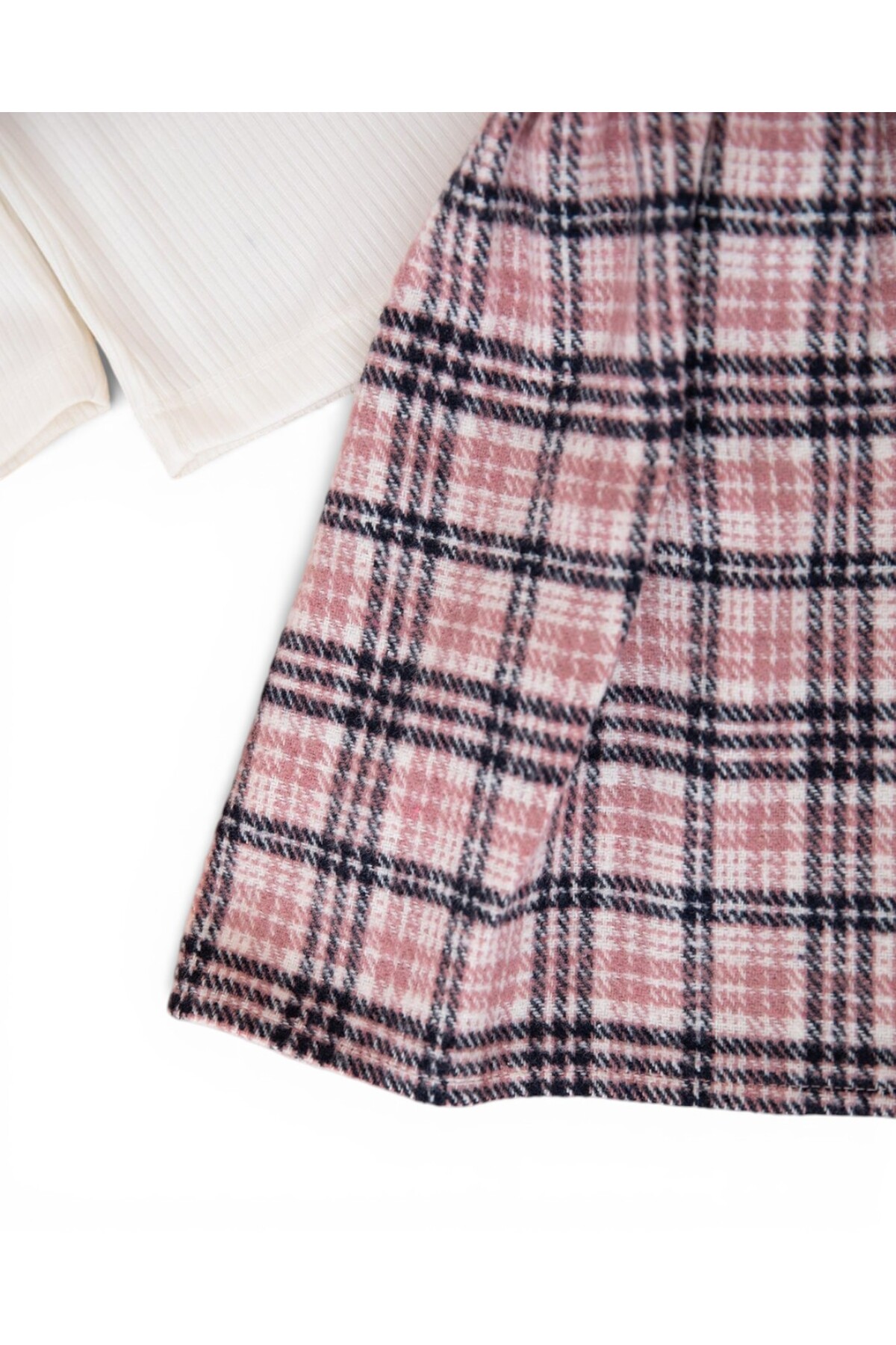 Ege Bebek Kız Çocuk 4-5-6-7-8 Yaş Oduncu Kumaş Salopetli Badili 2 Parça Takım, Ekose Desenli Elbise fotoğrafı 6 (önizleme)