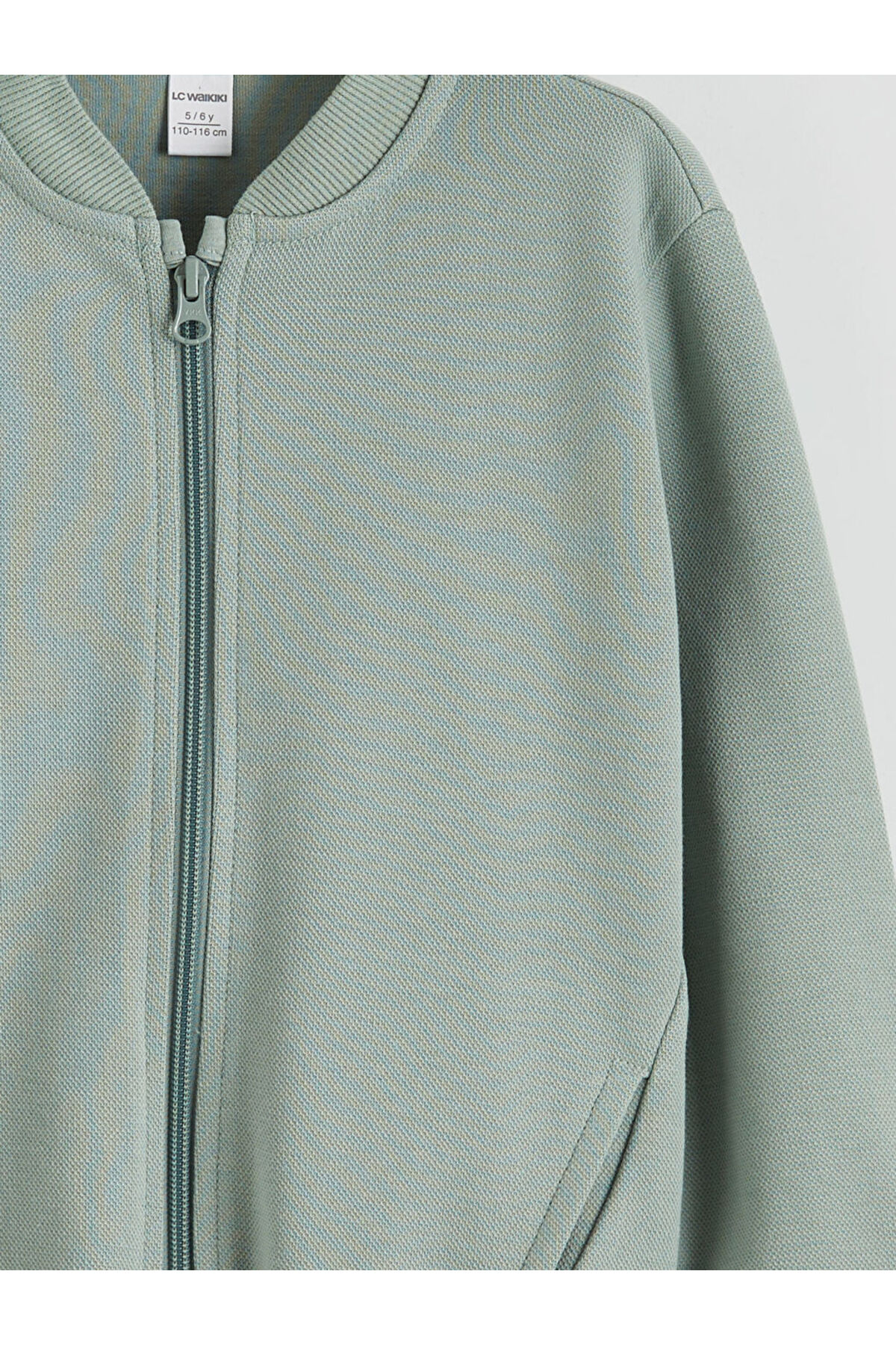 LC Waikiki Yeşil Kolej Yaka Erkek Çocuk Fermuarlı Sweatshirt fotoğrafı 4 (önizleme)