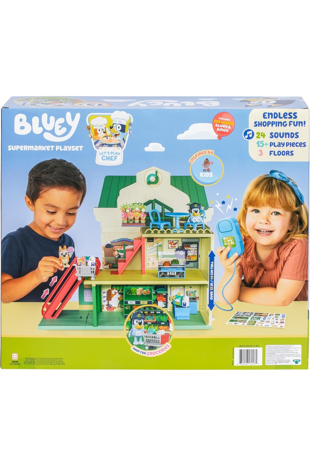 TOYFEST BlueyPlus 3 Katlı Sesli Süpermarket Oyun Seti Çalışan