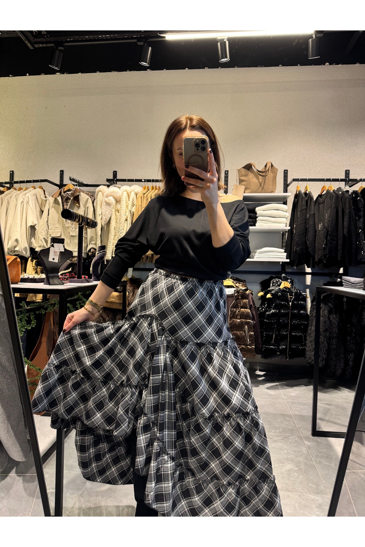 ESDİVABUTİK  Ekose etek - Görsel 4