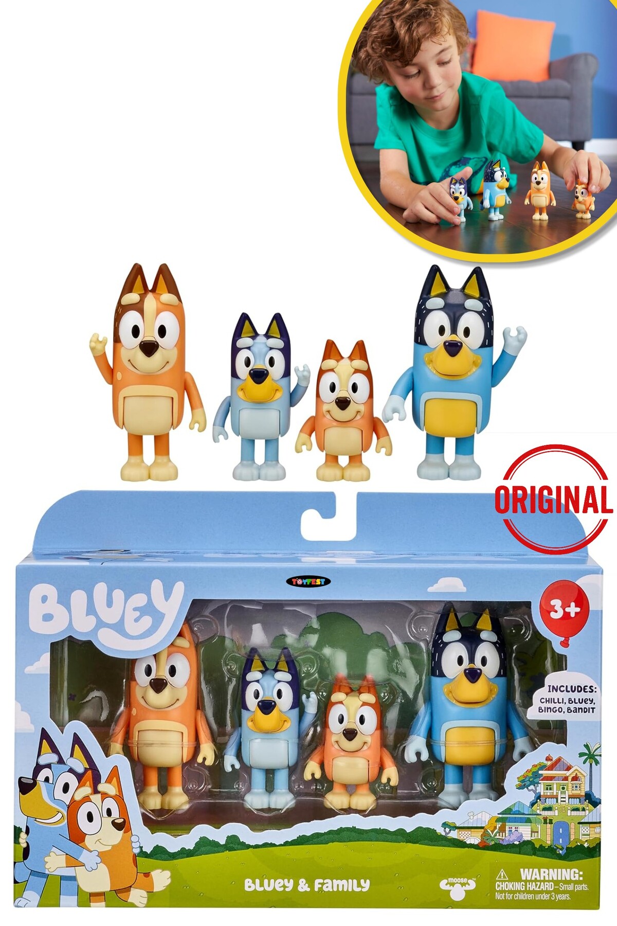 TOYFEST BlueyPlus Aksiyon Figür Seti Bandit Chilli Mini Dost 4lü