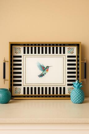 LinkaHome Sinek Kuşu Desenli Modern Çay Kahve Kahvaltılık Ve Sunum Tepsisi 48...