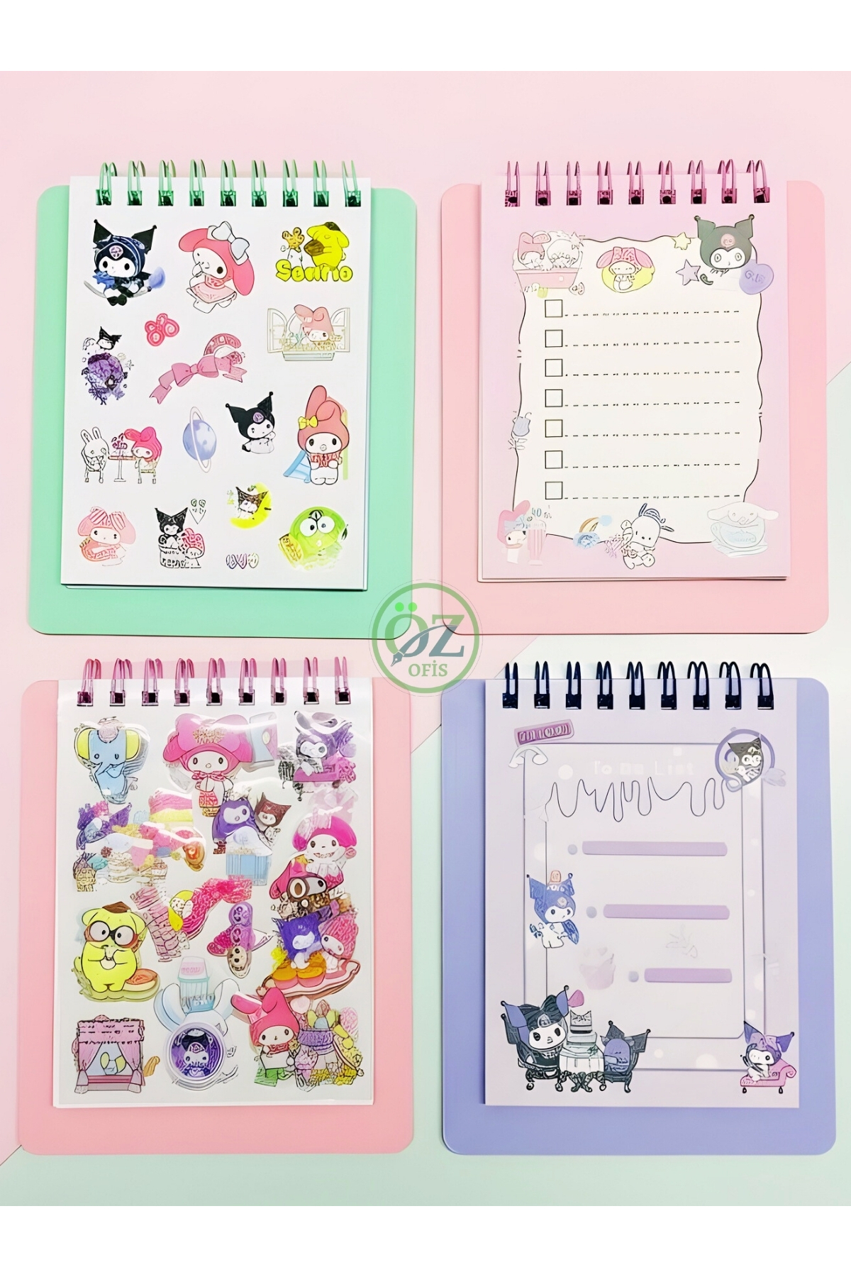 ÖZ OFİS Kuromi My Melody 6 Sayfa Şeffaf & Opak Sticker 40 Sayfa
