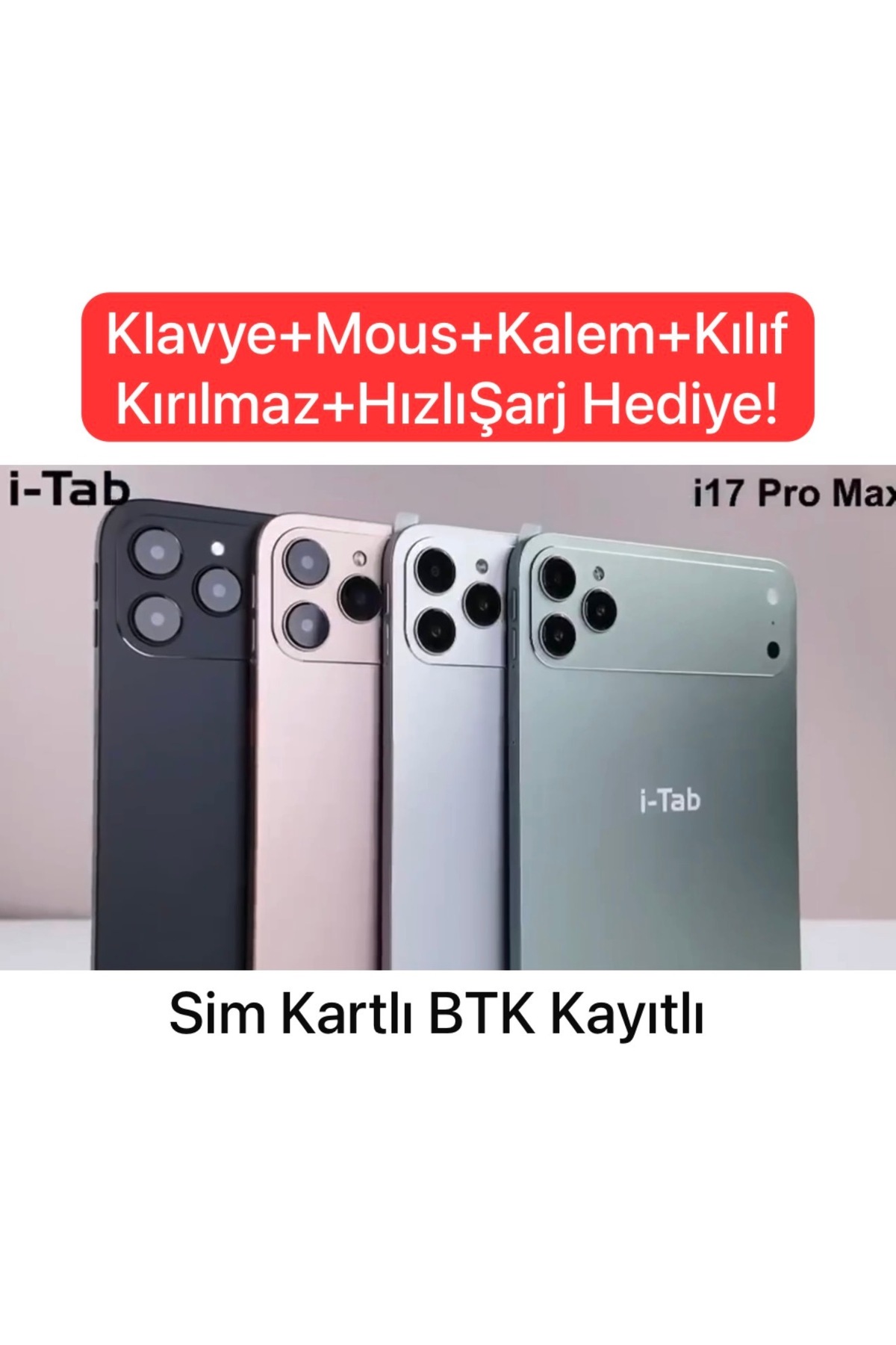 İ17ProMax 10.1 inch Sim Kartlı BTK Kayıtlı Full Set Tablet
