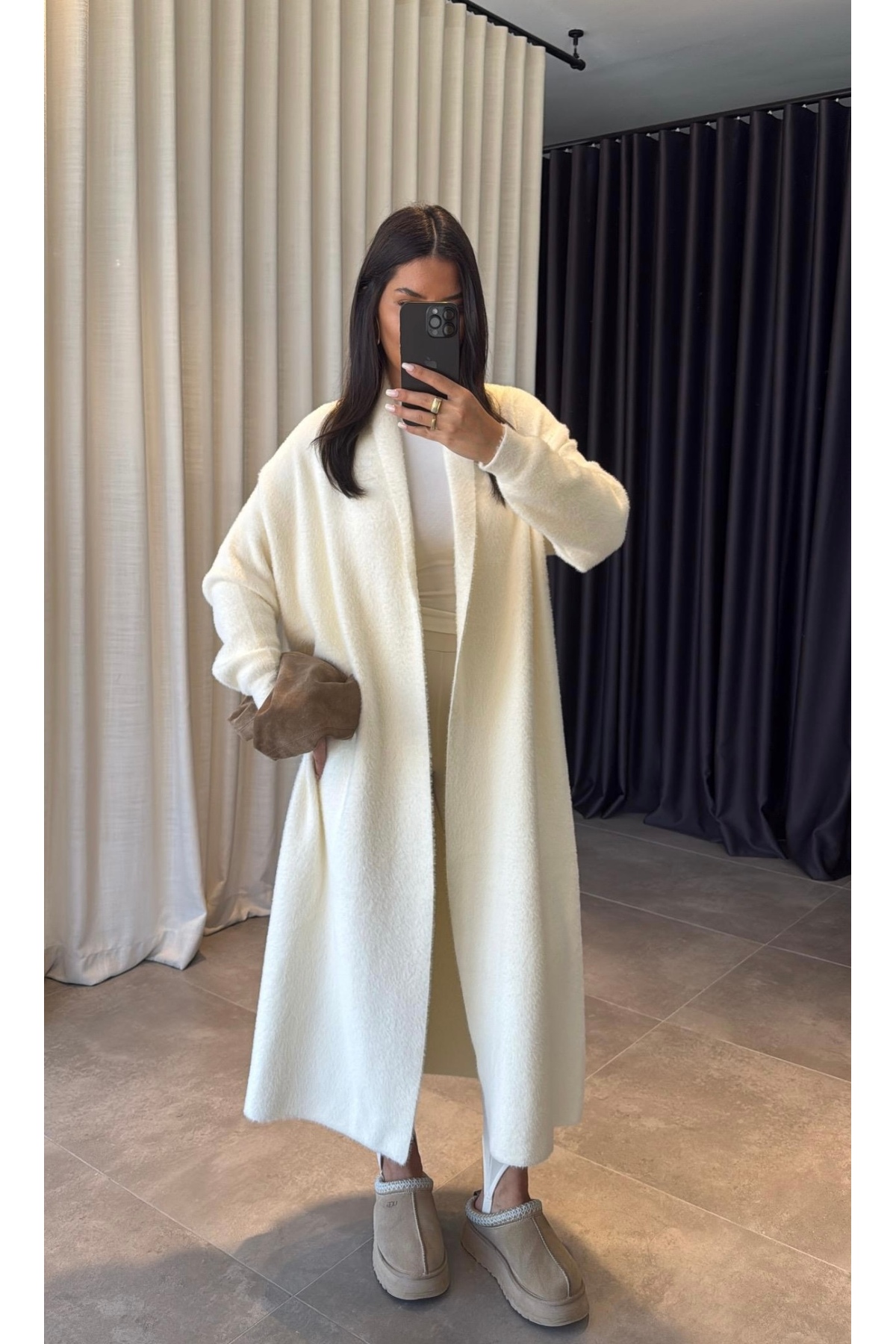 codudem  Sakallı ip örme triko maxi tam boy uzun kışlık hırka