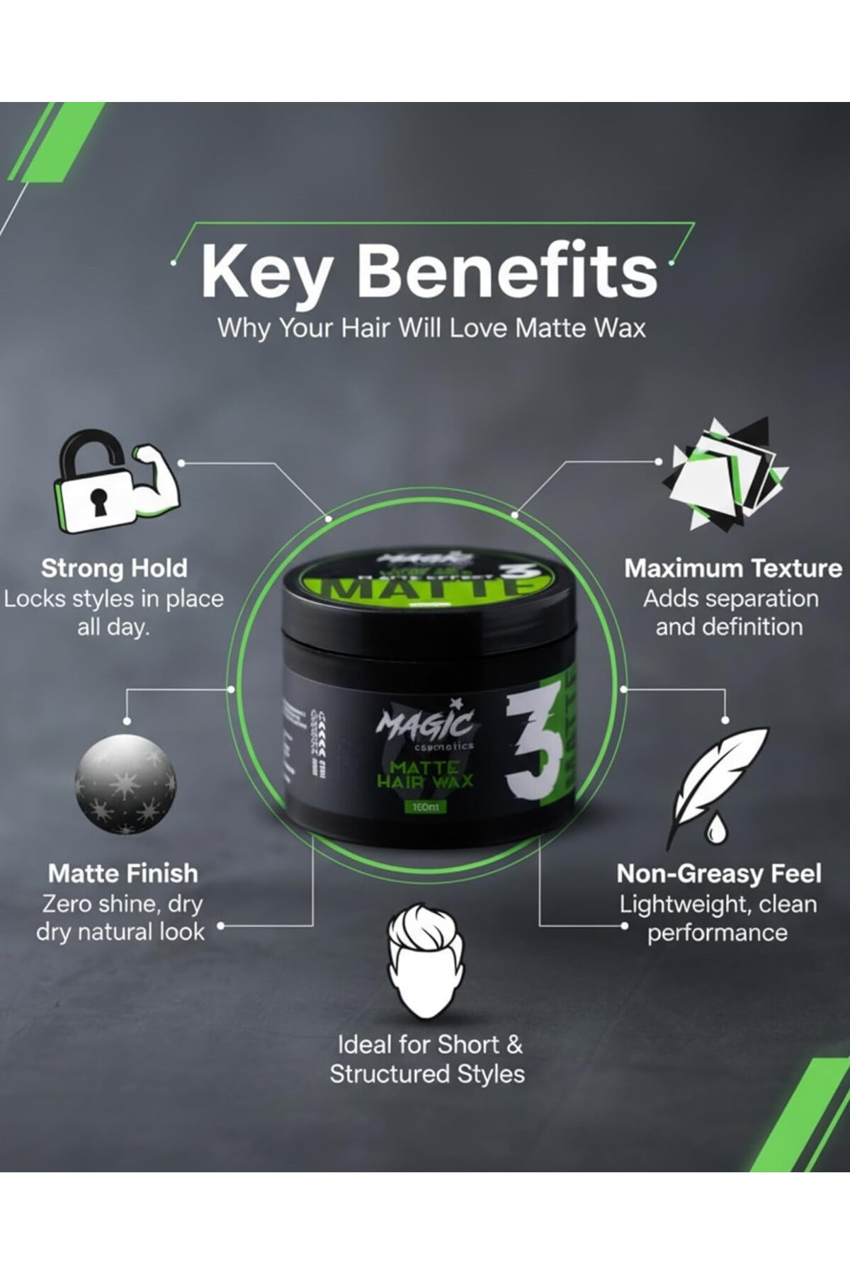 Mat ve Doğal Görünüm Sağlayan Saç Şekillendirici Wax 150 ml - Güçlü & Kalıcı Tutuş — Magic_Matte_Wax — تصویر 4 از 6