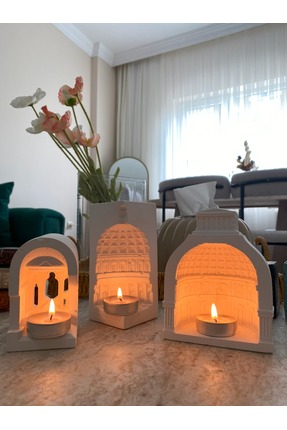 SalepHome 3'lü Mumluk Set,Mumluk Seti,3 Parça Ev Dekorasyon Beton Hediyelik