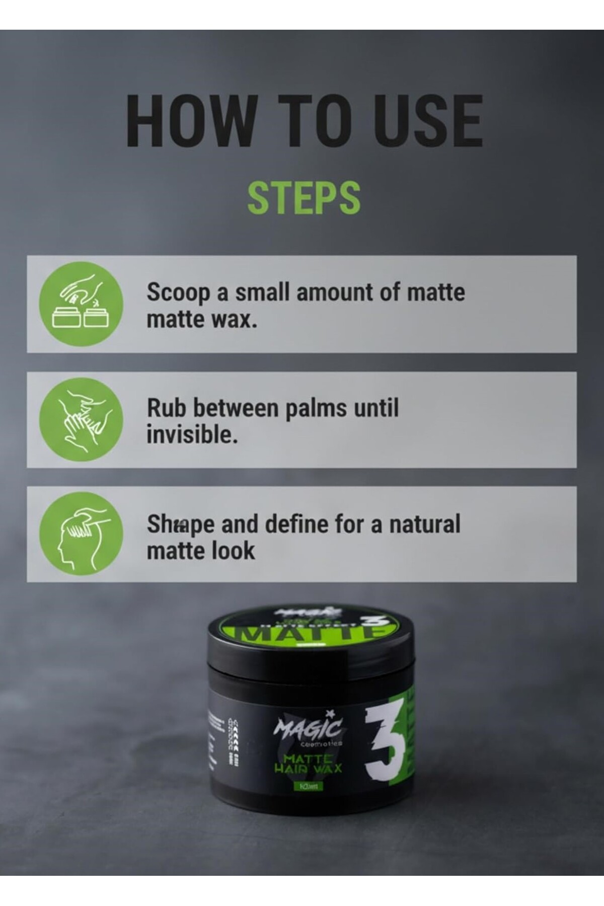 Mat ve Doğal Görünüm Sağlayan Saç Şekillendirici Wax 150 ml - Güçlü & Kalıcı Tutuş — Magic_Matte_Wax — تصویر 3 از 6